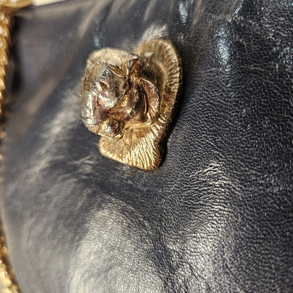 Vintage Ruth Saltz cougar head navy blue gold chain strap - Picture 5 of 13
